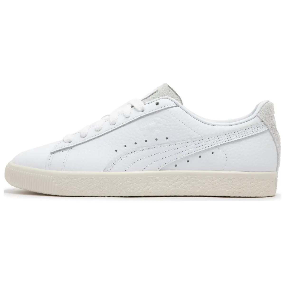 PUMA Clyde Premium Leather Low top Skateboard Shoes Unisex Ecru