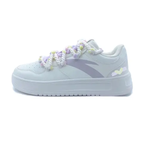 Anta Abrasion Resistant Lightweight Wear resistant And Lightweight Low top Skateboard Shoes Women's White Purple