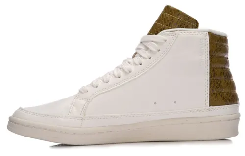 Li Ning Synthetic Leather Fashion Abrasion Resistant Lightweight Slip Resistant High top Skateboard Shoes Women's