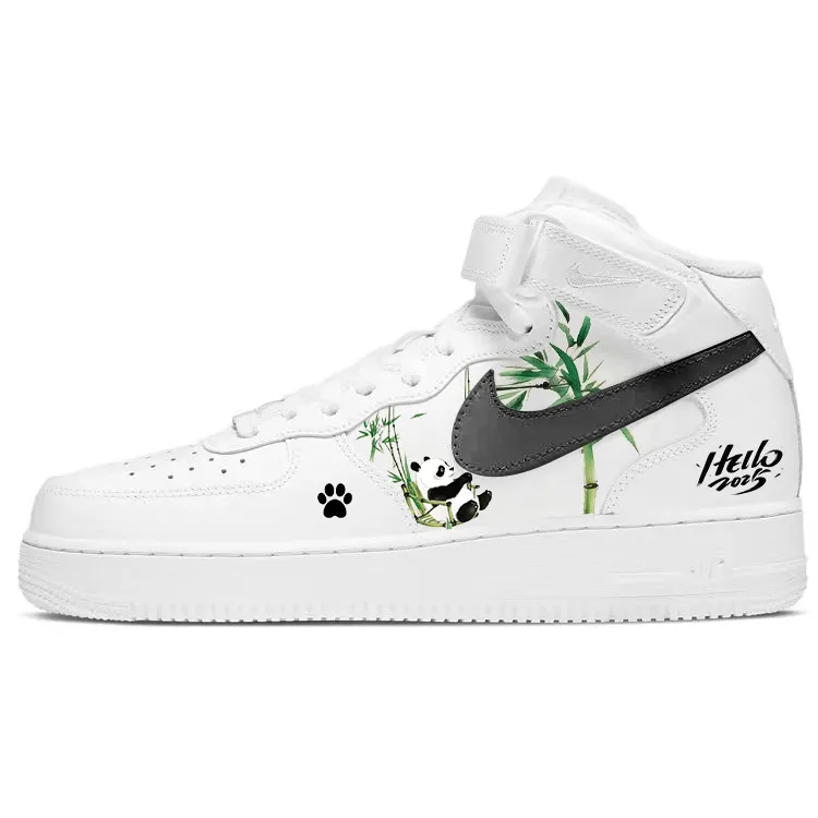 Nike Air Force 1 Slip Resistant, Abrasion Resistant, Lightweight Mid top Skateboard Shoes Men's White Black