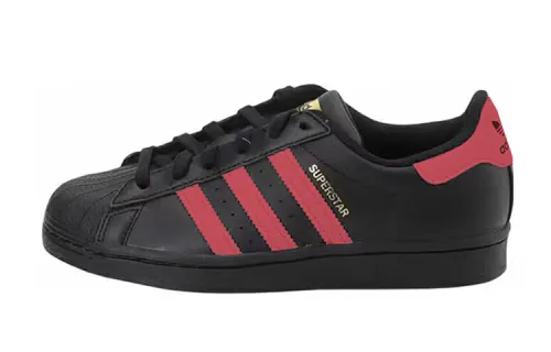 Adidas Originals SUPERSTAR Skateboard Shoes Women's Low Top Black/Pink