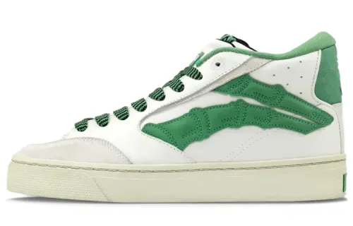 1807 X Li Ning Do Not Enter The River Skateboard Shoes Women's Mid Top White/Green