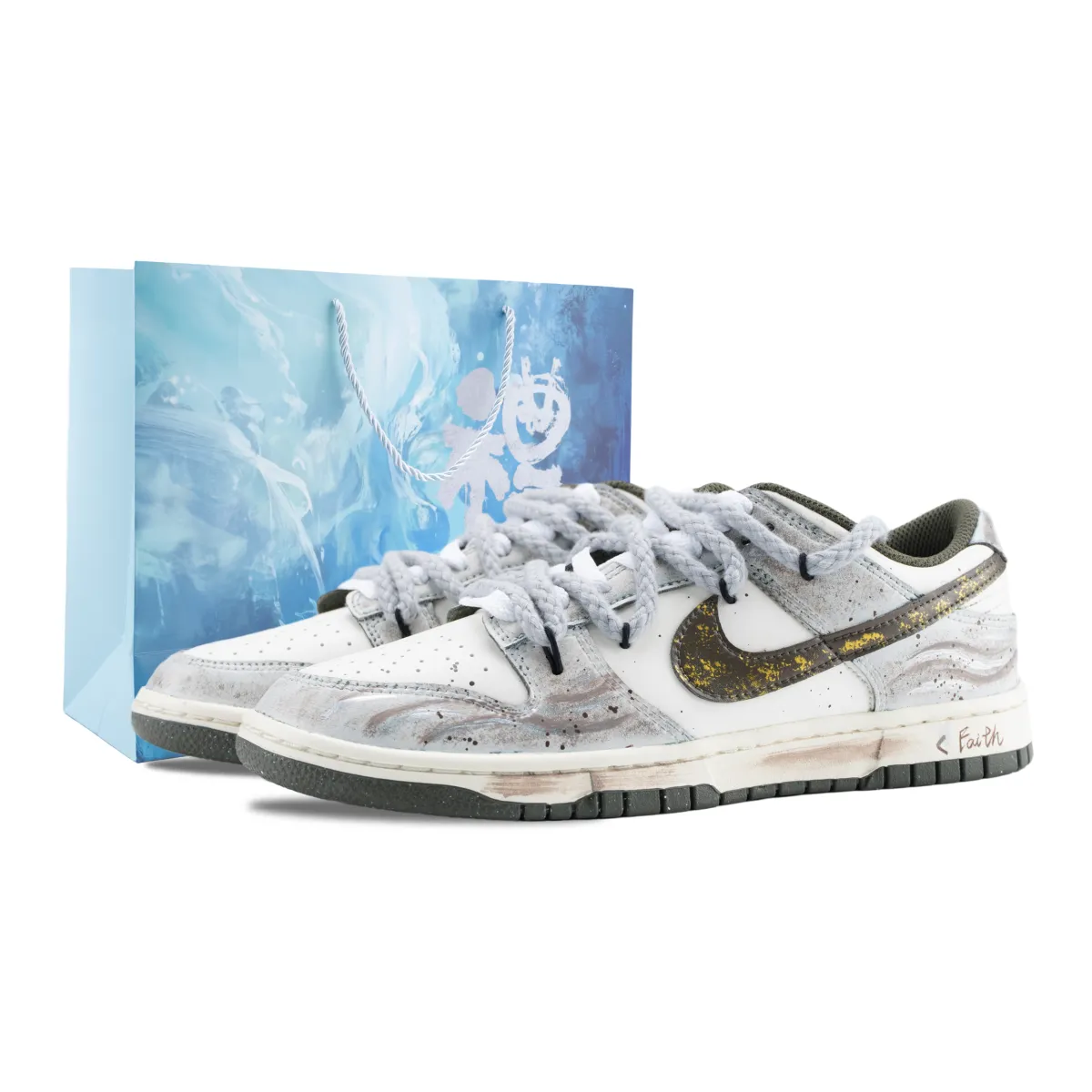 Nike Dunk Barefoot In Gold Abrasion Resistant Low top Skateboard Shoes Unisex Gray Gold