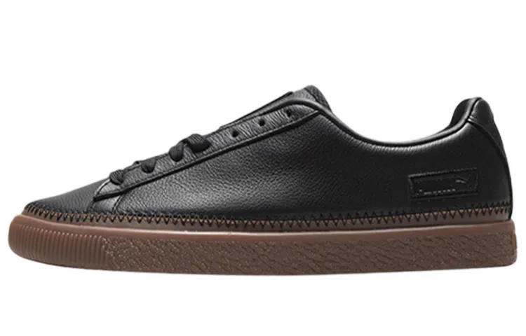 PUMA Unisex Basket Stitched Low Top Sneakers Black/Brown