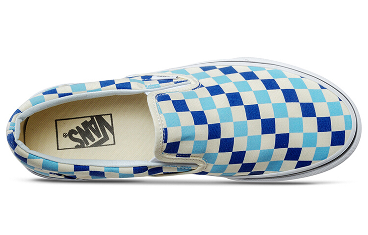 Слипоны Vans slip-on (голубо-белые) — Синий / белый — фото 4