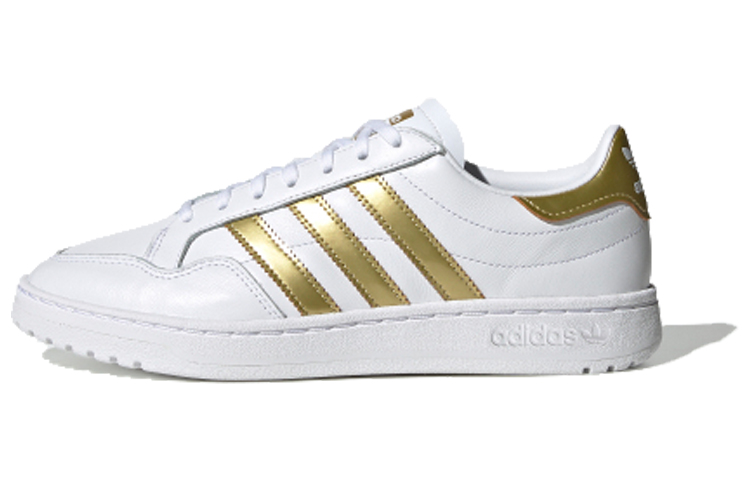 Женские кеды adidas originals Team Court (бело-золотые) — фото 1