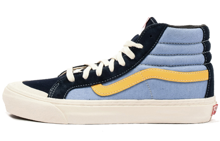 Vans Style 138 UA Og Lx retro high-top sneakers for men and women, blue and yellow