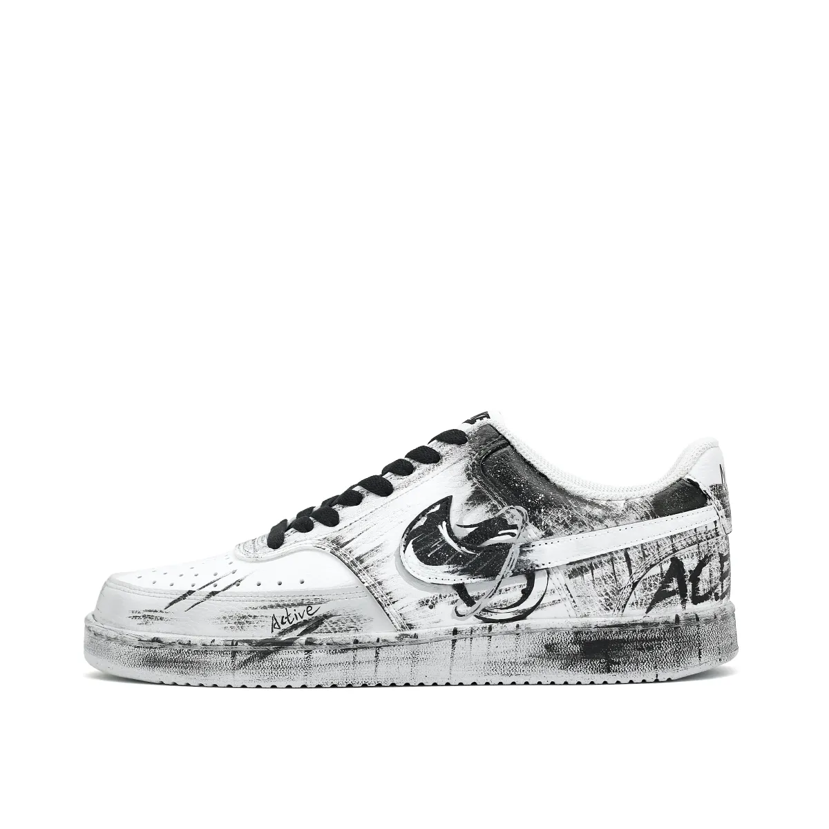 Nike Court Vision 1 Dragon Abrasion Resistant Low top Skateboard Shoes Unisex Black White