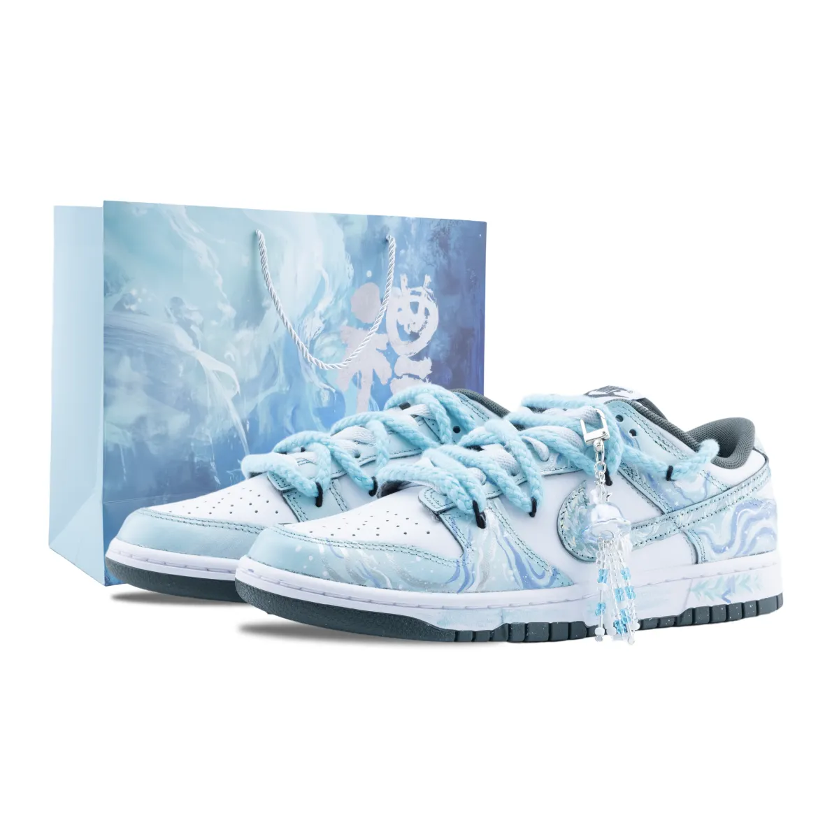 Nike Dunk Summer Blue Bell Slip Resistant Abrasion Resistant Low top Skateboard Shoes Unisex Blue Green