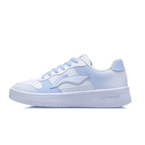 Li Ning Floating Boat Slip Resistant, Lightweight, And Breathable Low top Skateboard Shoes Unisex White Blue
