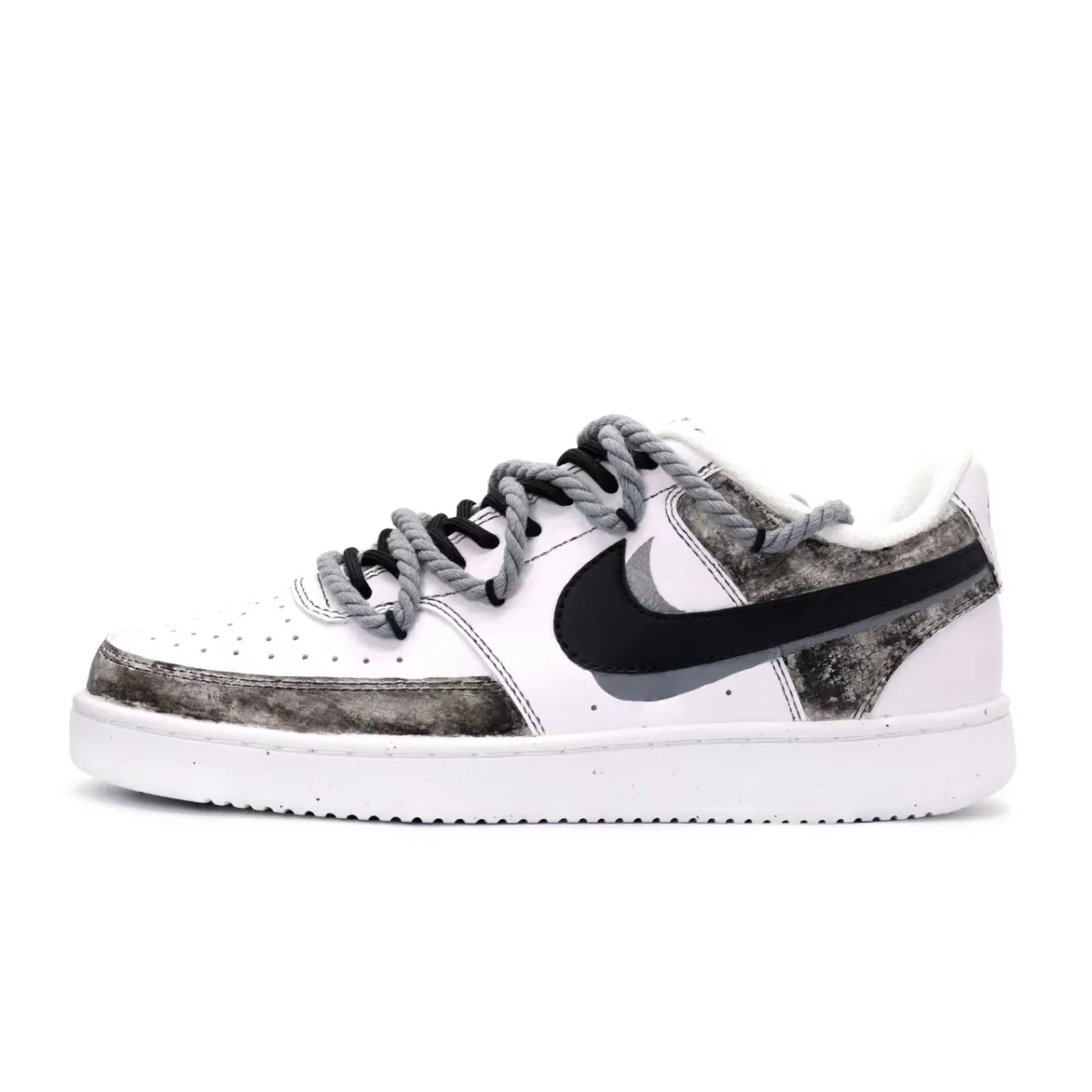 Nike Court Vision 1 Leather Low top Skateboard Shoes Men's Black White Gray