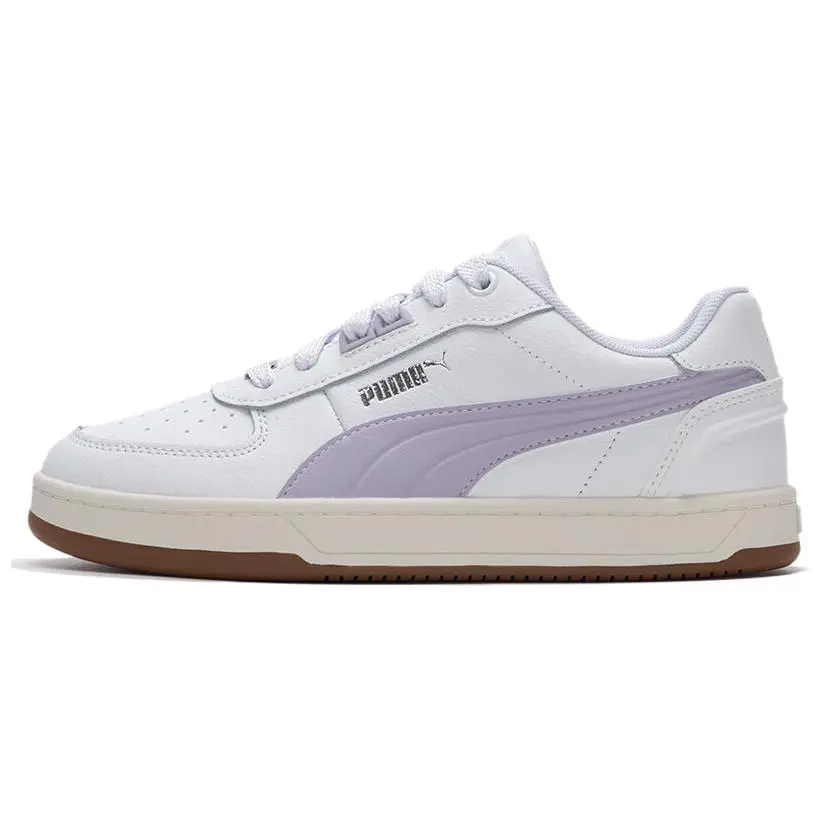 PUMA Caven 2.0 Cow Split Leather Low top Skateboard Shoes Unisex White Purple