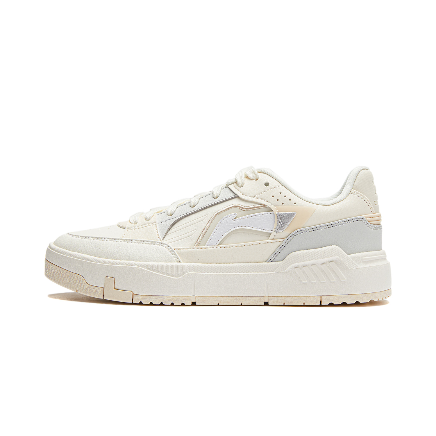 Li Ning Common 80s Slip Resistant Abrasion Resistant Low top Skateboard Shoes Women's White Gray