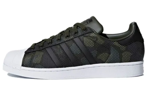 Adidas Originals Superstar Collection Casual Abrasion Resistant Low top Skateboard Shoes Men's Black Green