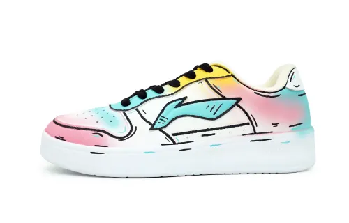 Li Ning Floating Boat Slip Resistant, Abrasion Resistant, Breathable Low top Skateboard Shoes Men's White Pink