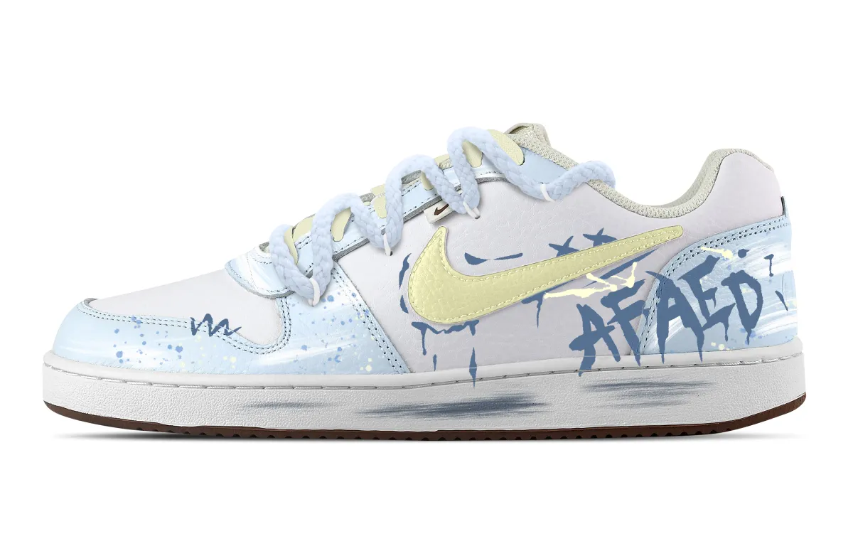 Nike EBERNON Crazy Eye Graffiti Abrasion Resistant Low top Skateboard Shoes Men's Blue Yellow