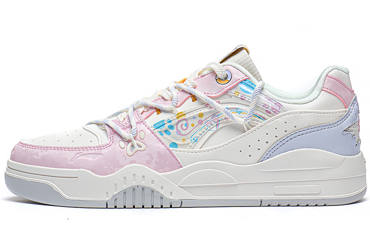 Li Ning Yuebai Slip Resistant, Abrasion Resistant, Lightweight Low top Skateboard Shoes Women's White Pink