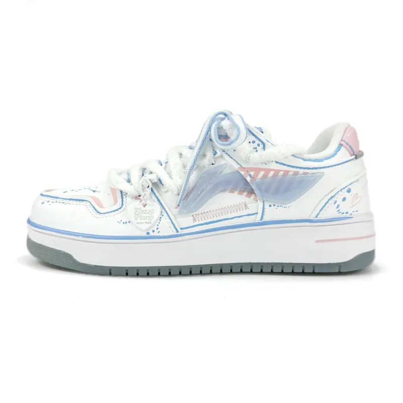 Li Ning Tianji Slip Resistant, Lightweight, And Breathable Low top Skateboard Shoes Women's White Pink Blue