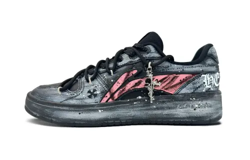 Li Ning Slip Resistant Cushioning Abrasion Resistant Low top Skateboard Shoes Men's Black Pink