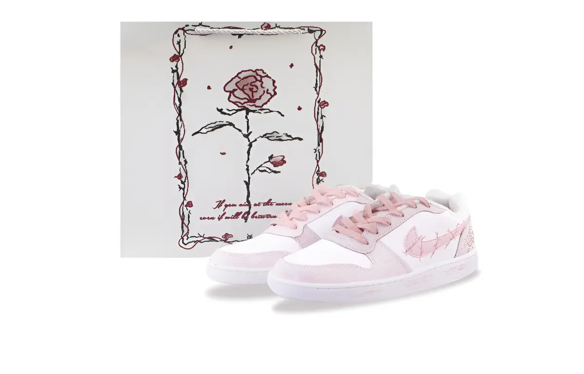 Nike EBERNON Abrasion Resistant Low top Skateboard Shoes Unisex Pink White