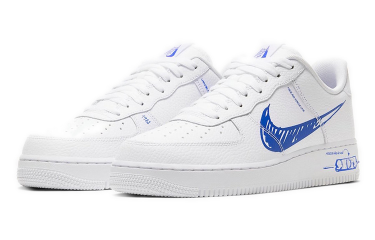 Кеды Nike Air Force 1 Sketch (бело-синие) — фото 3