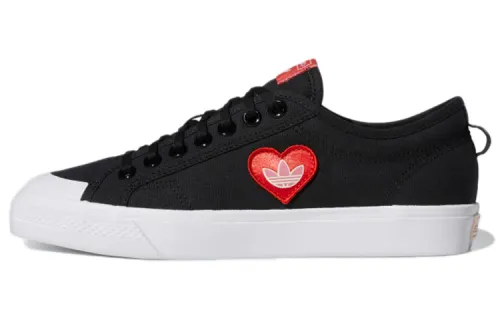 Adidas Originals Nizza Slip Resistant Coverage Low top Skateboard Shoes Unisex Black Red