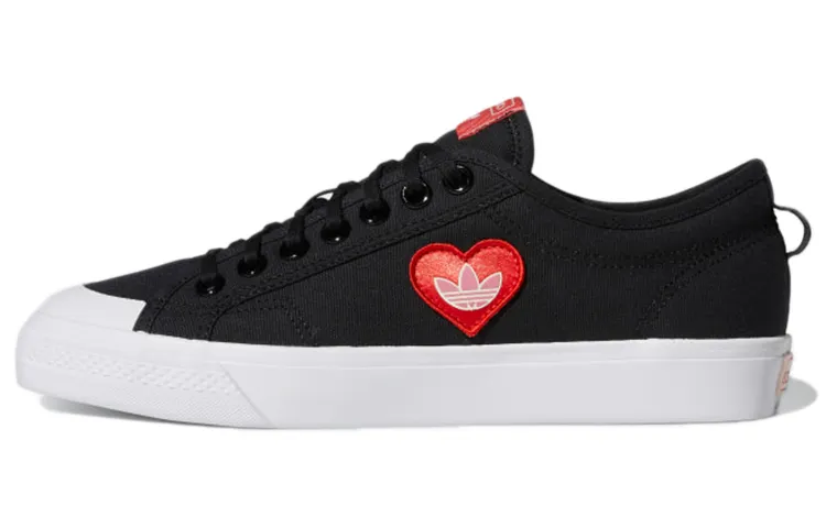 Adidas Originals Nizza Slip Resistant Coverage Low top Skateboard Shoes Unisex Black Red