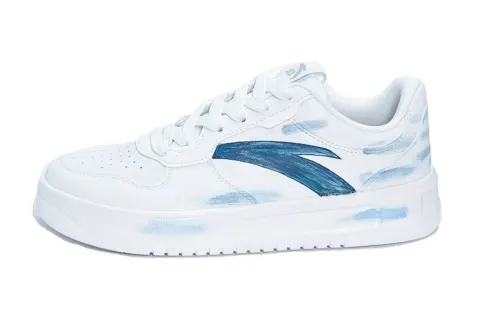 Anta Slip Resistant Cushioning Low top Skateboard Shoes Men's White Blue
