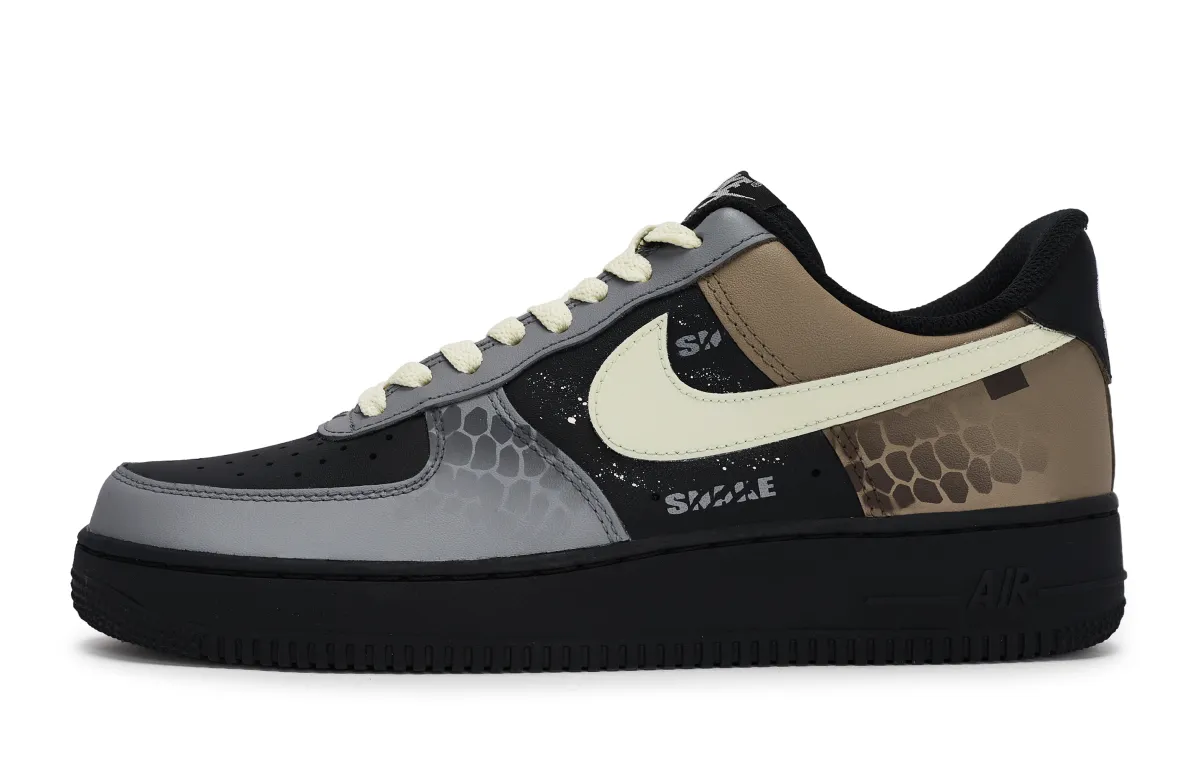 Nike Air Force 1 Skateboard Shoes Unisex Low Top Black/Grey/Rice/Brown