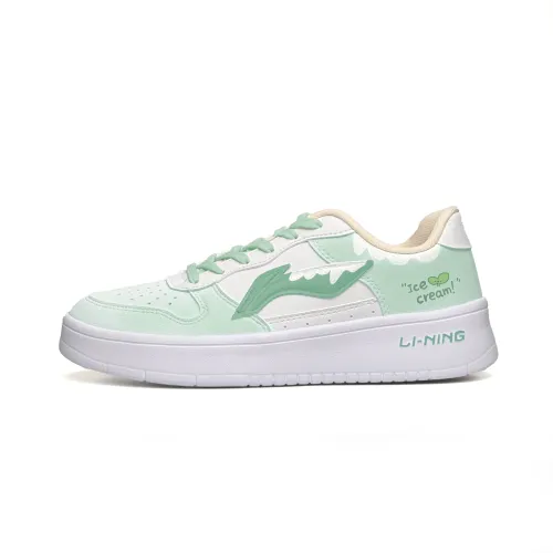 Li Ning Floating Boat Slip Resistant Abrasion Resistant Low top Skateboard Shoes Unisex White Green