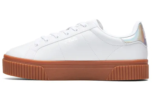 FILA FUSION Court Deluxe Synthetic Leather Low top Skateboard Shoes Women's White Brown
