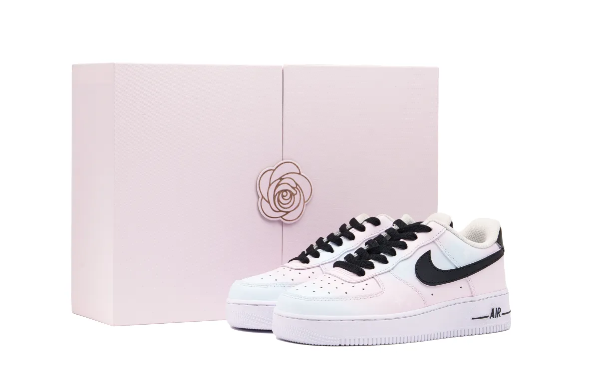 Nike Air Force 1 Abrasion Resistant Low top Skateboard Shoes Women's Black White Pink Box Included