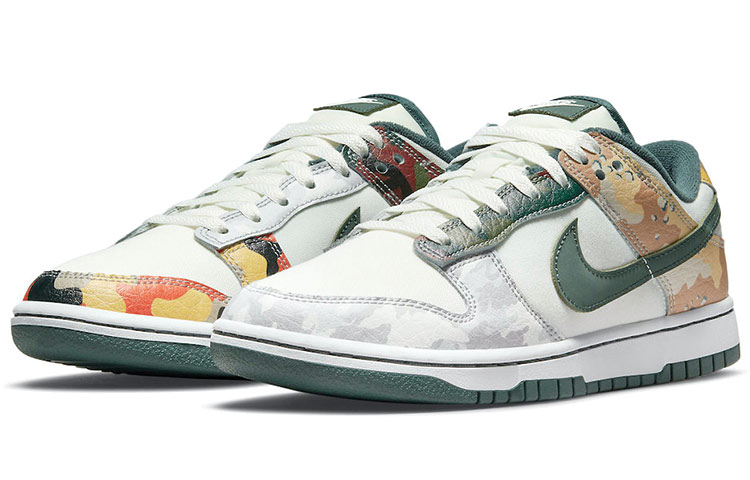 Nike Dunk SE \"Sail Multi-Camo\" synthetic leather artificial leather Asymmetrical mandarin duck Low top Shoes Men's style Camouflage