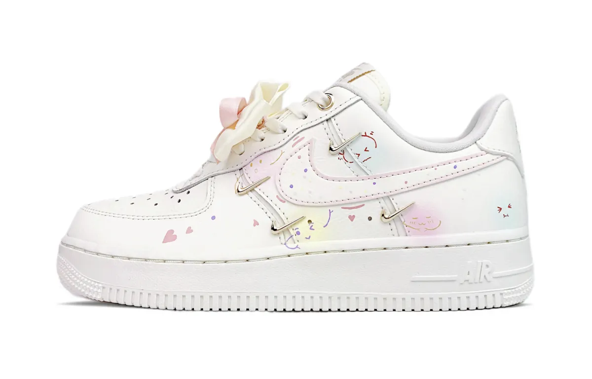 Nike Air Force 1 Slip Resistant Abrasion Resistant Low top Skateboard Shoes Women's White Pink