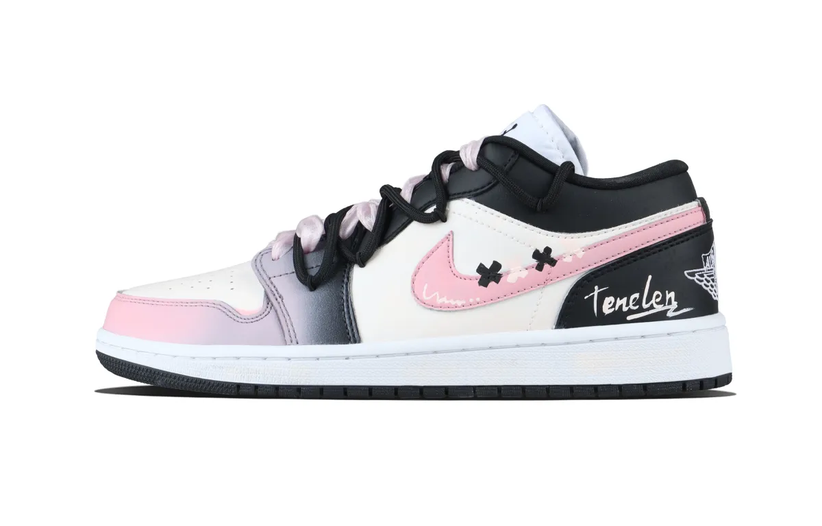 Jordan Air Jordan 1 Tender Sweet Style Low top Skateboard Shoes Unisex Pink Black