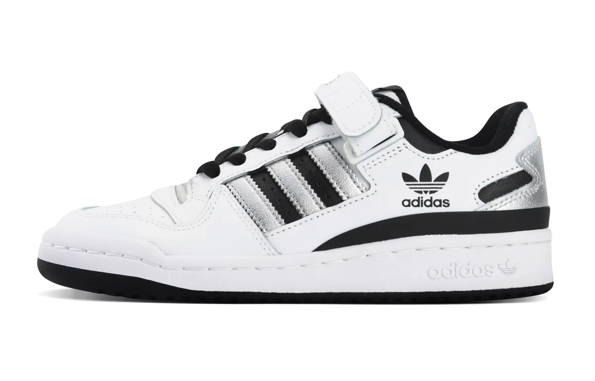 Adidas Originals FORUM Slip Resistant Abrasion Resistant Low top Skateboard Shoes Unisex Black White Silver