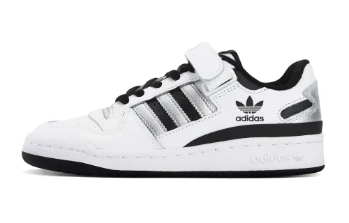Adidas Originals FORUM Slip Resistant Abrasion Resistant Low top Skateboard Shoes Unisex Black White Silver