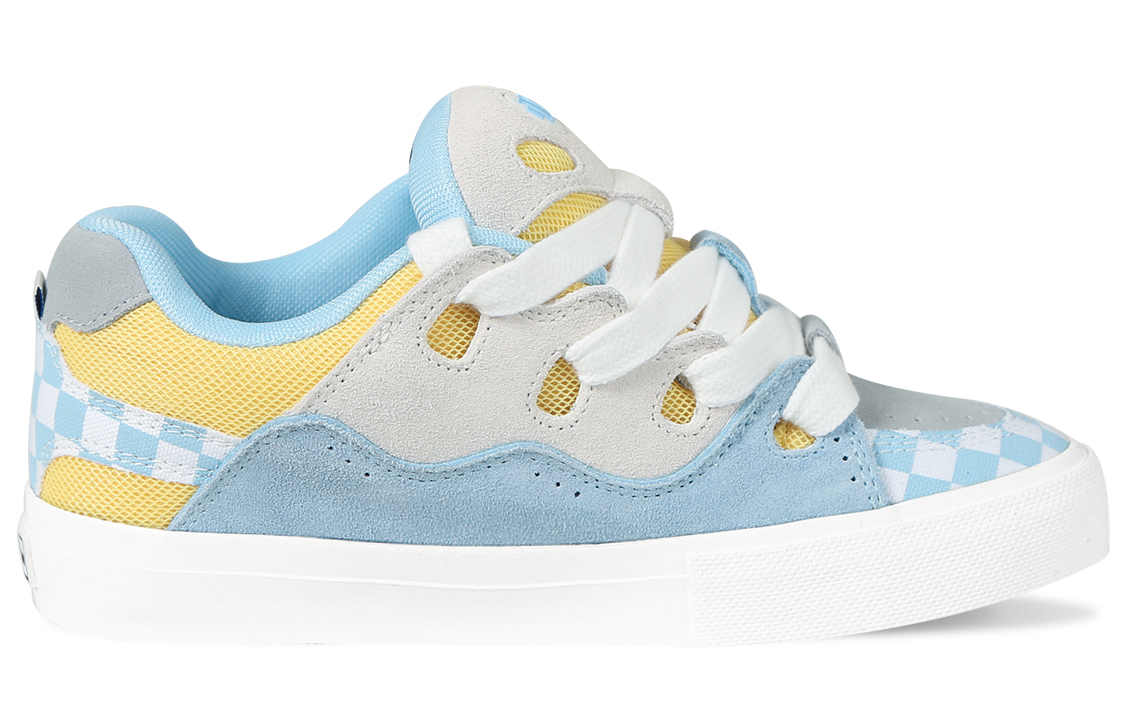 Ollieskate Slip Resistant Cushioning Abrasion Resistant Low top Skateboard Shoes Unisex Blue White Yellow