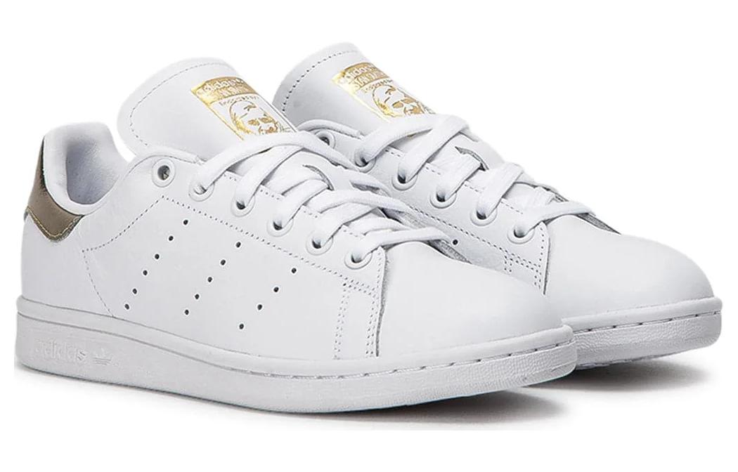 Женские кеды adidas Stan Smith (бело-золотой) — Белый / золотой — фото 2