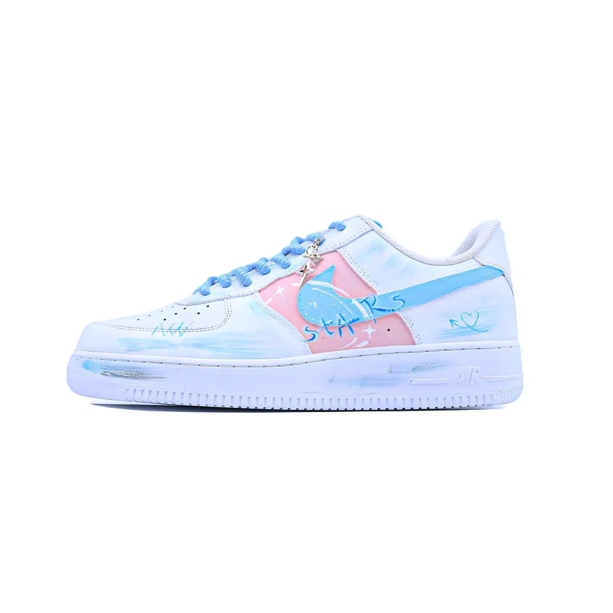 Nike Air Force 1 Novel Point, Sweet Dream Star Shoe Low top Skateboard Shoes Unisex Blue Pink