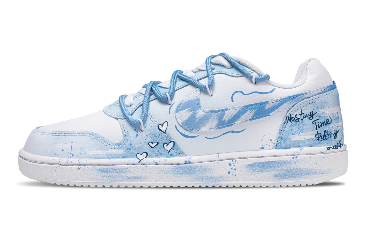 Nike EBERNON Fresh Love Hand Drawn Graffiti Low top Skateboard Shoes Unisex Sky Blue