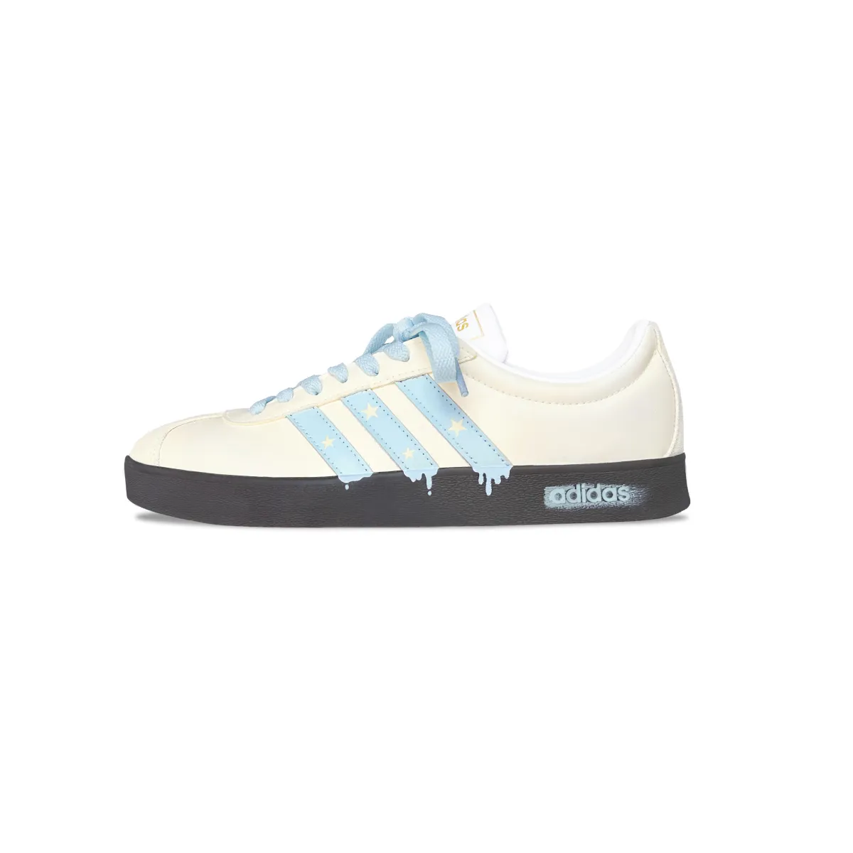 Adidas VL COURT 2.0 Coconut Milk Stars Lightweight Low top Skateboard Shoes Unisex Yellow Blue