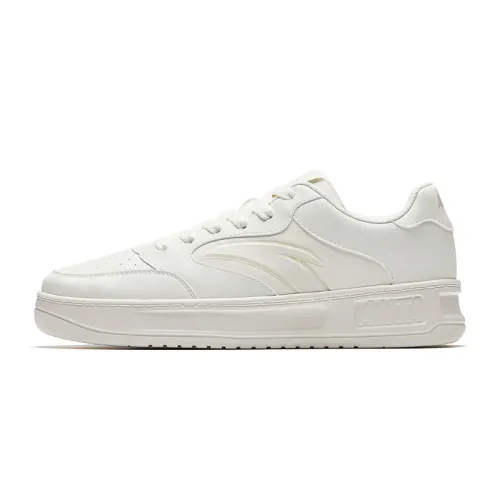 Anta Height Increasing Slip Resistant Abrasion Resistant Low top Skateboard Shoes Men's Ivory White