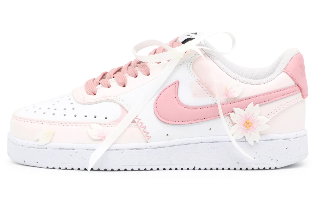 Nike Court Vision 2 Cushioning, Wear Resistant Low top Skateboard Shoes Unisex Pink White
