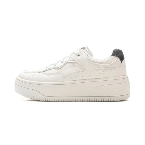 Li Ning Cheese 2.0 Slip Resistant Cushioning Abrasion Resistant Breathable Low top Skateboard Shoes Women's Mist White
