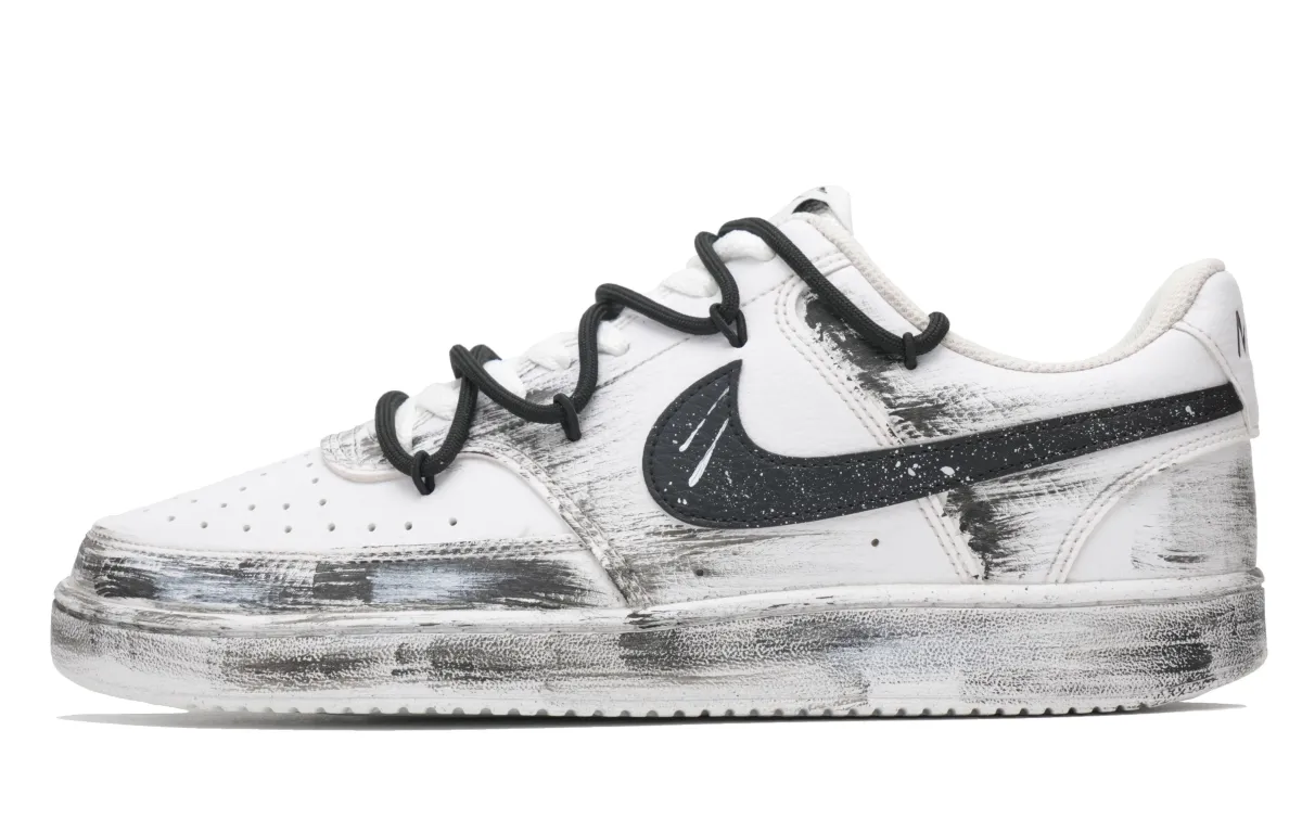 Nike Court Vision 1 Gothic Phantom Realm Abrasion Resistant Low top Skateboard Shoes Unisex Black White
