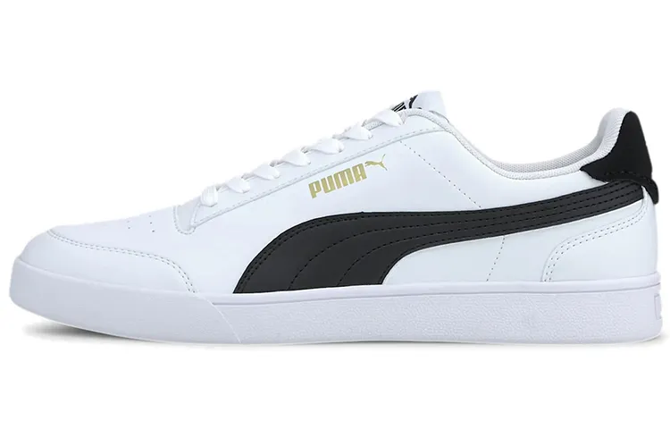 PUMA Shuffle Cow Split Leather Comfortable Breathable Low top Skateboard Shoes Unisex White Black