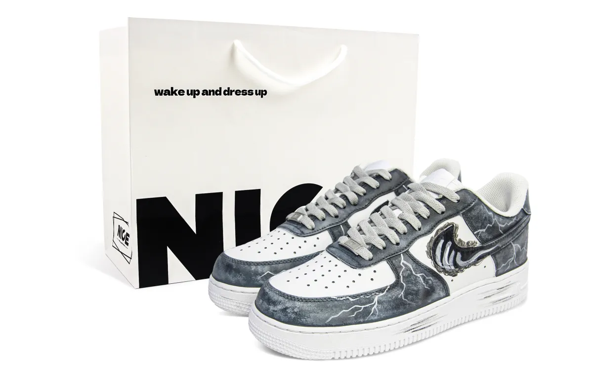 Nike Air Force 1 Abrasion Resistant Abrasion Resistant Low top Skateboard Shoes Unisex Concrete Gray