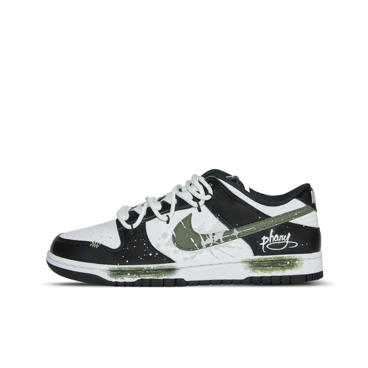 Nike Dunk Graffiti Wildlands Abrasion Resistant Low top Skateboard Shoes Unisex Black White Green