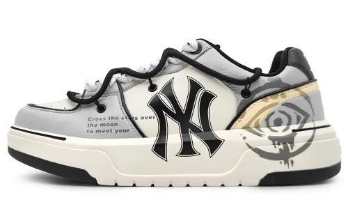 MLB Chunky Liner Leather Abrasion Resistant Height Increasing Low top Skateboard Shoes Unisex White Gray